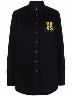 Raf Simons рубашка с нашивкой-логотипом