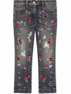Dolce & Gabbana Kids прямые джинсы со стразами
