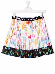 Versace Kids плиссированная юбка с цветочным принтом