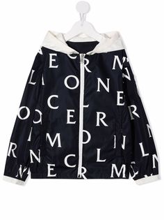 Moncler Enfant непромокаемая куртка на молнии с логотипом