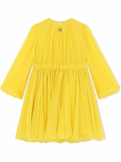 Dolce & Gabbana Kids шелковое платье миди со сборками