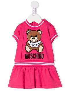 Moschino Kids платье-футболка Teddy с вышитым логотипом