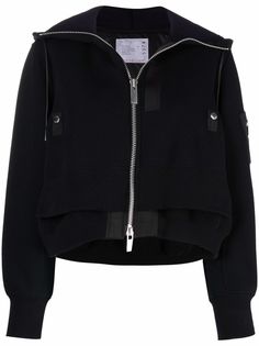 sacai укороченное худи на молнии
