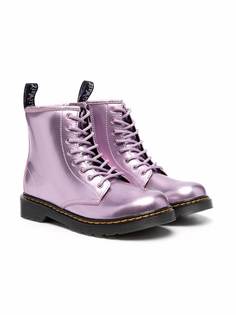 Dr. Martens Kids ботинки на шнуровке с эффектом металлик