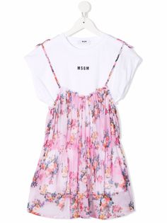 MSGM Kids платье-футболка с цветочным принтом