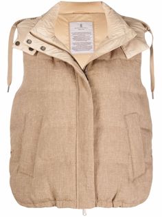 Brunello Cucinelli дутый жилет с капюшоном