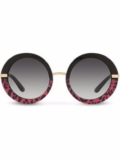 Dolce & Gabbana Eyewear солнцезащитные очки в круглой оправе с леопардовым принтом