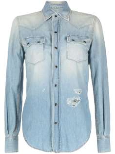 Yves Saint Laurent Pre-Owned джинсовая рубашка с эффектом потертости 2010-х годов