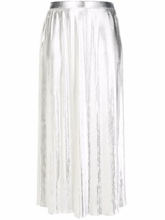Valentino плиссированная юбка миди с эффектом металлик