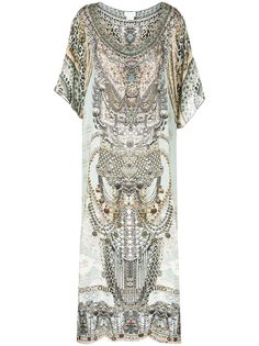 Camilla шелковое платье-кафтан с графичным принтом