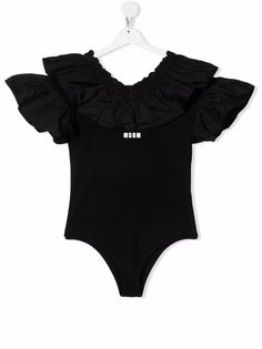 MSGM Kids боди с оборками и логотипом