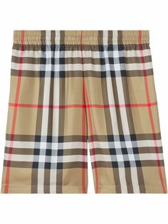 Burberry шелковые шорты в клетку