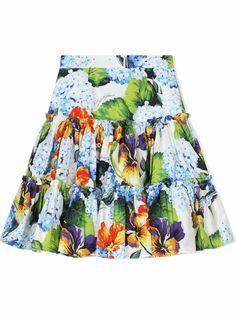 Dolce & Gabbana Kids ярусная юбка с цветочным принтом