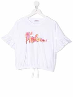 Pinko Kids футболка с оборками и логотипом