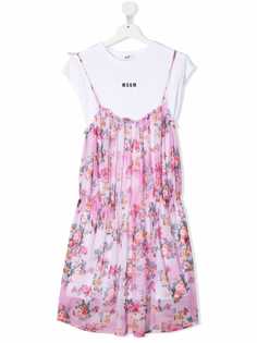 MSGM Kids платье с цветочным принтом