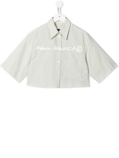 MM6 Maison Margiela Kids укороченная рубашка в полоску с логотипом