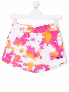 MSGM Kids шорты с принтом тай-дай и логотипом