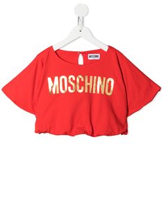 Moschino Kids укороченная футболка с логотипом
