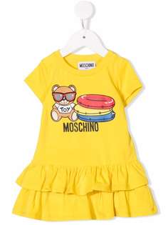Moschino Kids платье-футболка с оборками и принтом Teddy Bear