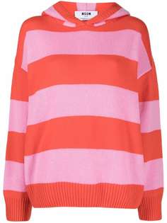 MSGM полосатый джемпер с капюшоном