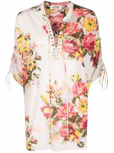 Blugirl блузка с кулиской и цветочным принтом