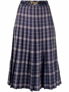 Céline Pre-Owned плиссированная юбка 1970-х годов в клетку