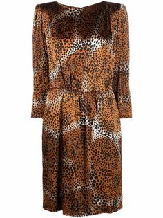 Yves Saint Laurent Pre-Owned платье 1990-х годов с леопардовым принтом