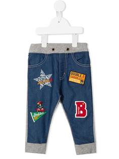 Miki House джинсы со вставками и вышивкой