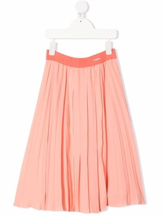 Chloé Kids юбка со складками и логотипом