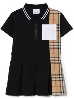 Burberry Kids платье с воротником поло и вставкой в клетку Vintage Check