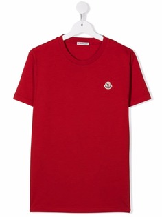 Moncler Enfant футболка с нашивкой-логотипом