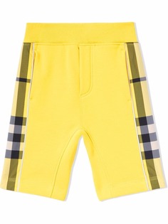 Burberry Kids спортивные шорты со вставками в клетку