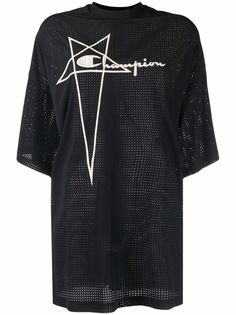 Rick Owens X Champion футболка оверсайз с вышитым логотипом