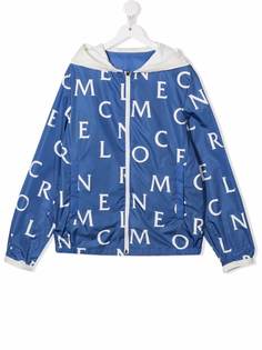 Moncler Enfant непромокаемая куртка с капюшоном и логотипом