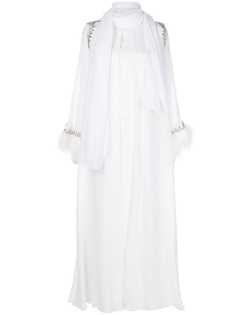 Atelier Zuhra платье Abaya с кристаллами и перьями