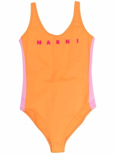Marni Kids купальник в стиле колор-блок с логотипом