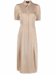 Theory шелковое платье-рубашка миди
