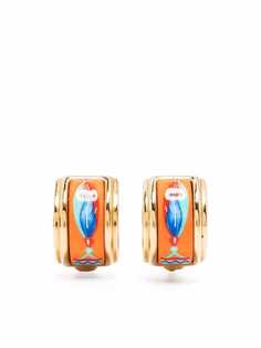 Hermès серьги-клипсы 1990-х годов с эмалью Hermes