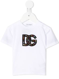 Dolce & Gabbana Kids футболка с логотипом из страз