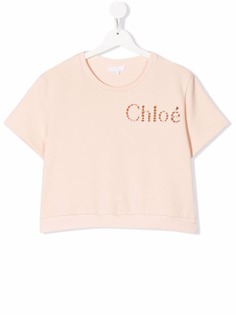 Chloé Kids футболка с вышитым логотипом