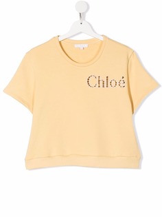 Chloé Kids футболка с вышитым логотипом