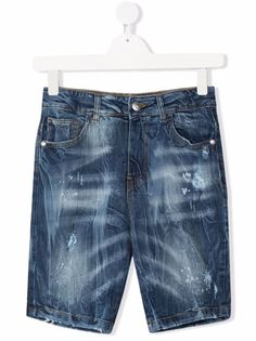 John Richmond Junior джинсовые шорты с эффектом потертости