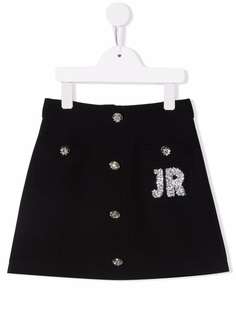 John Richmond Junior юбка миди с логотипом из пайеток