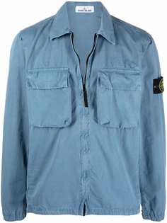Stone Island куртка-рубашка на молнии с логотипом Compass
