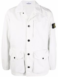 Stone Island куртка на пуговицах с нашивкой-логотипом
