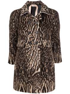 Nº21 двубортное пальто с леопардовым принтом