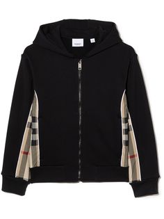 Burberry Kids худи на молнии с клетчатыми вставками