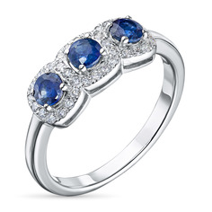 Кольцо из белого золота с бриллиантами и сапфирами э0937кц07210487 ЭПЛ Даймонд