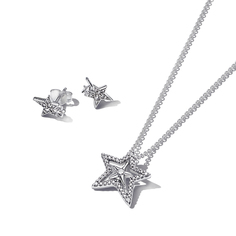 Серьги-пусеты Sparkling Asymmetric Stars Pandora