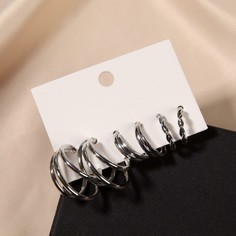 Серьги-кольца набор 3 пары NO Brand